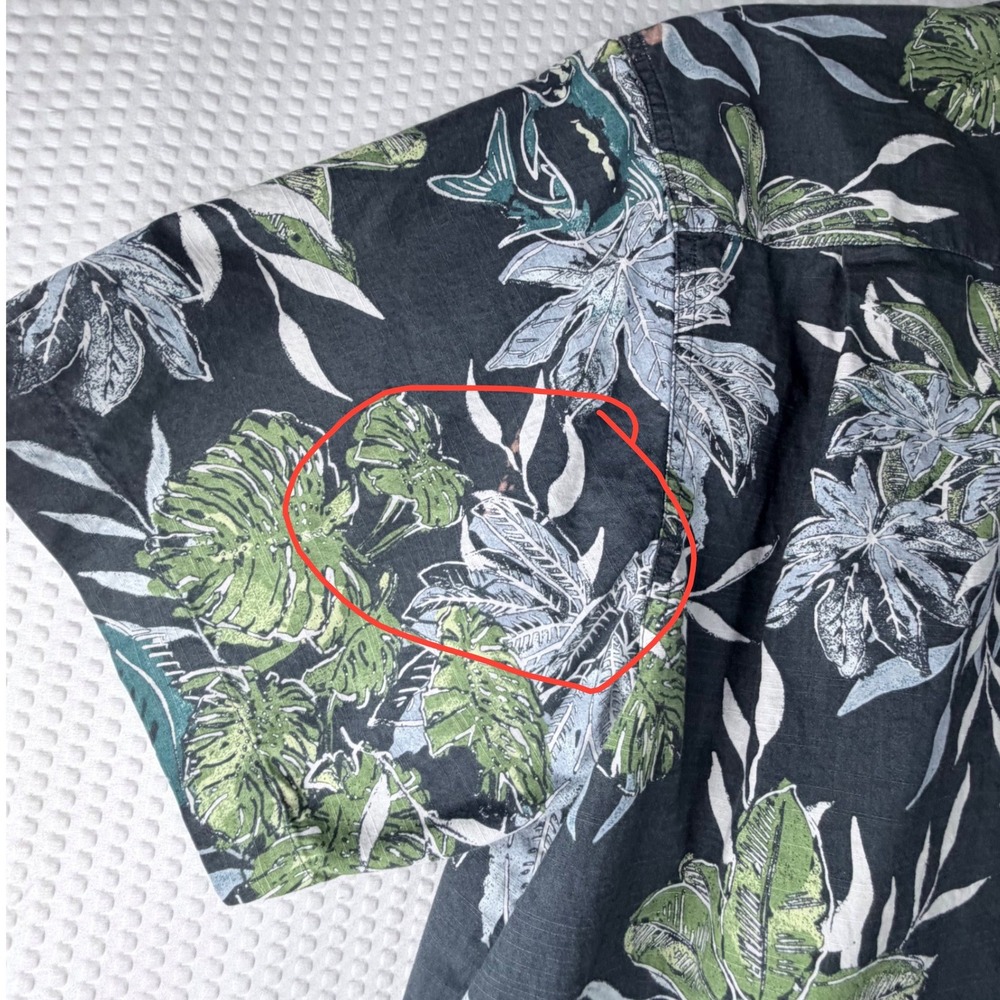 Columbia Men L Blue‎ Gray Short Sleeve Button Up Shirt Tropical Fish Floral - Picture 8 of 11